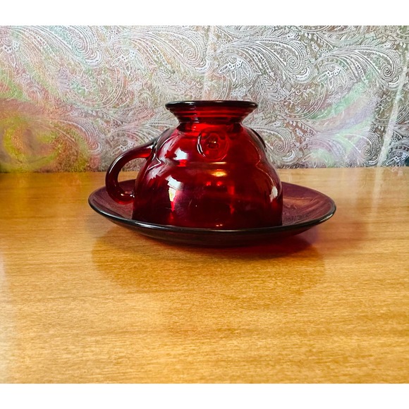 Vintage moon drops Ruby by New Martinsville tea cup and saucer set - Picture 5 of 10